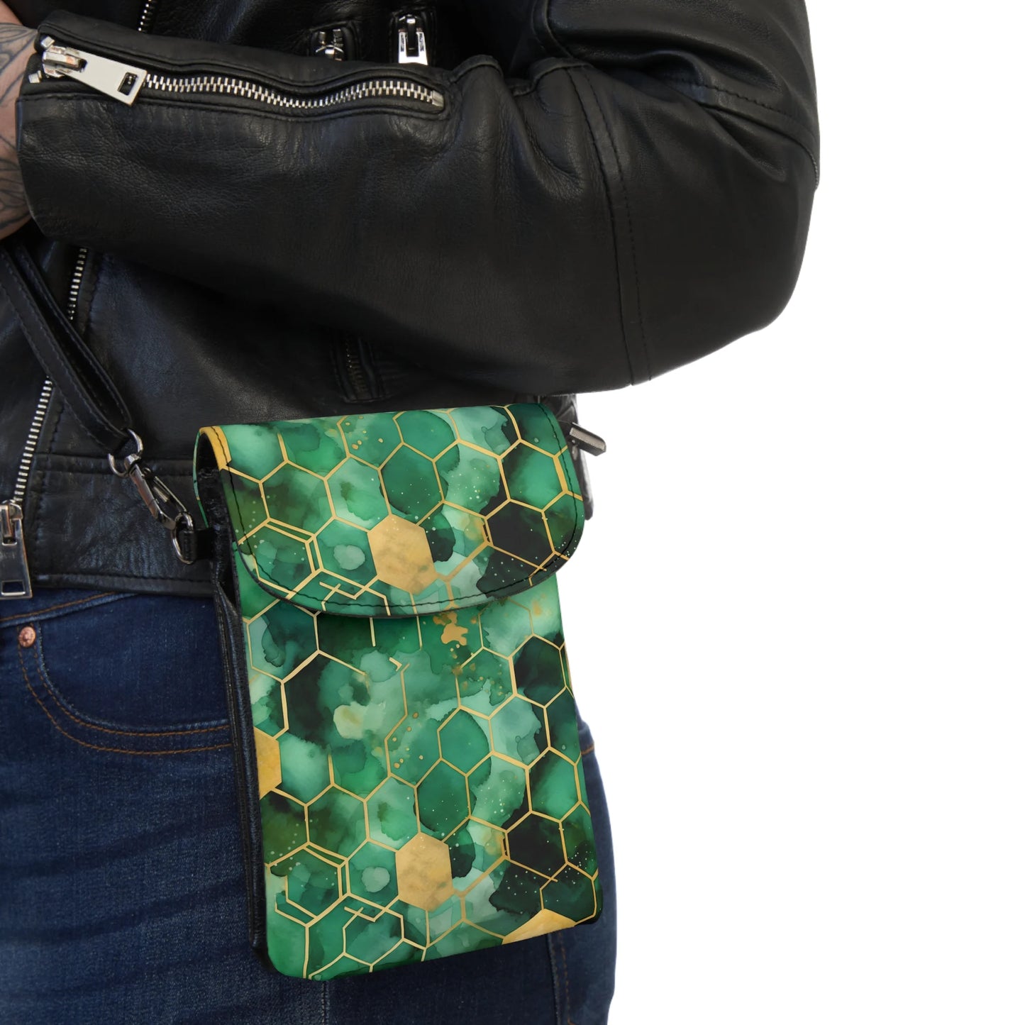 Abstract Verdant Elegance Small Phone Wallet