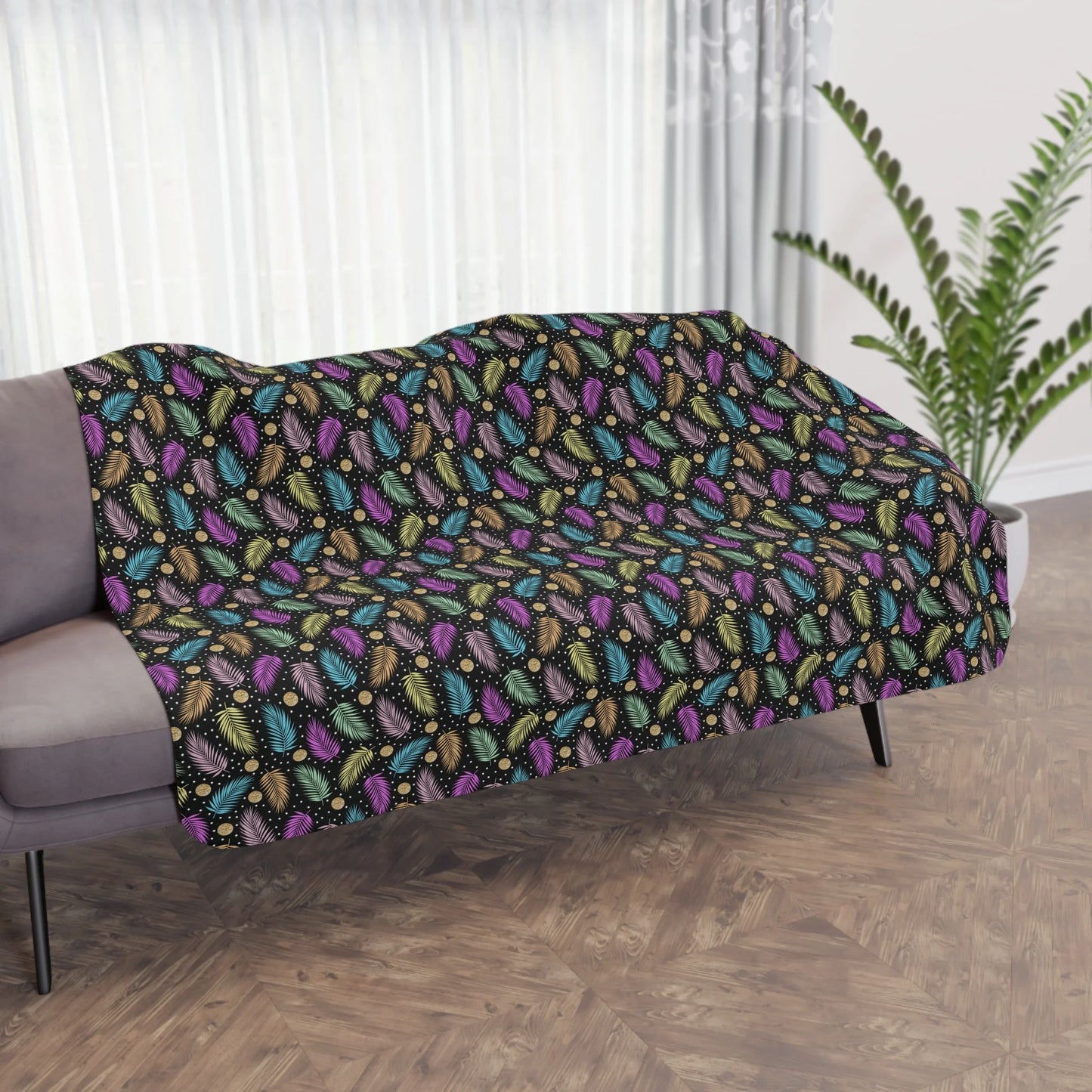 Tropical Tranquility Tan Sherpa Blanket