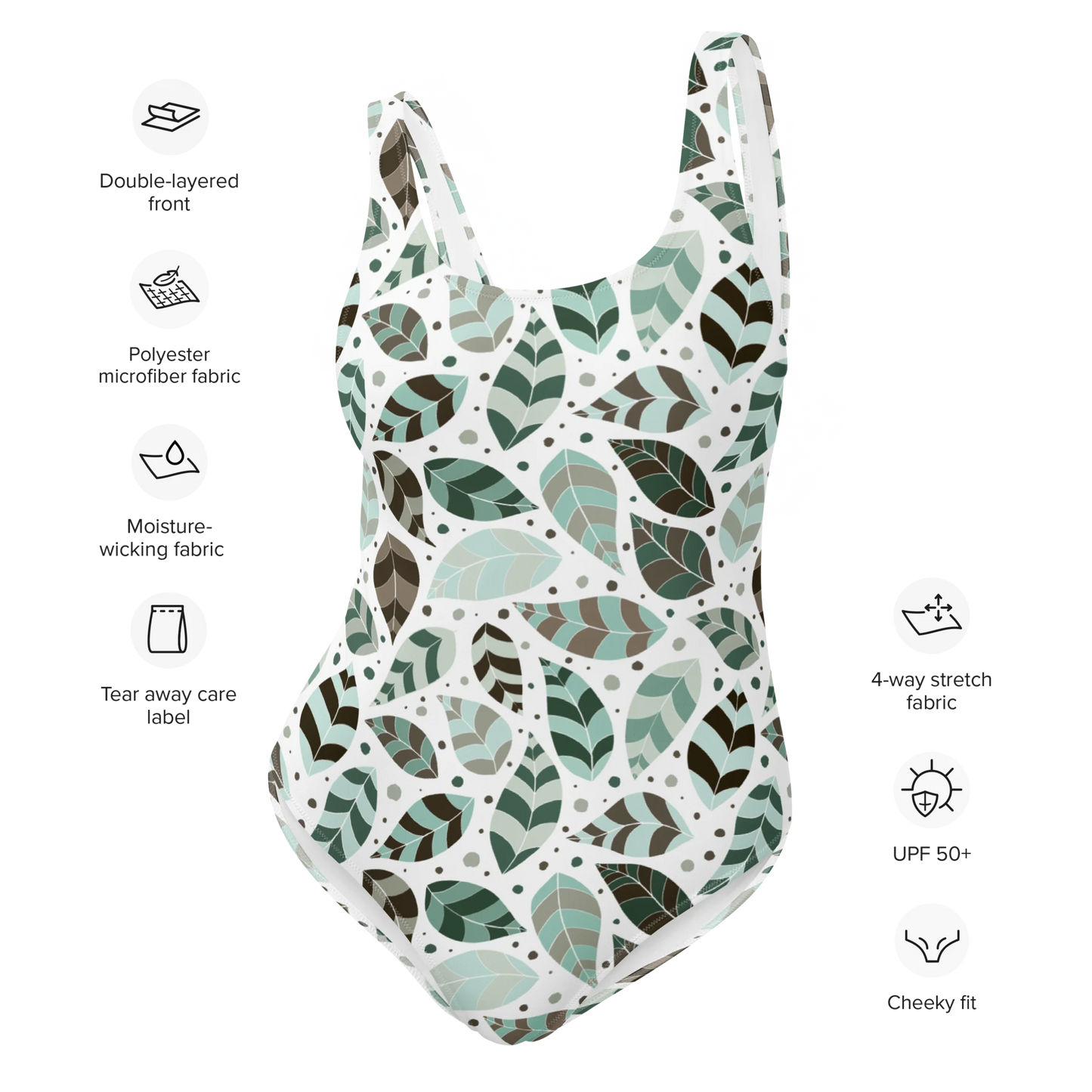 Green Leafy Ornament One-Piece Swimsuit