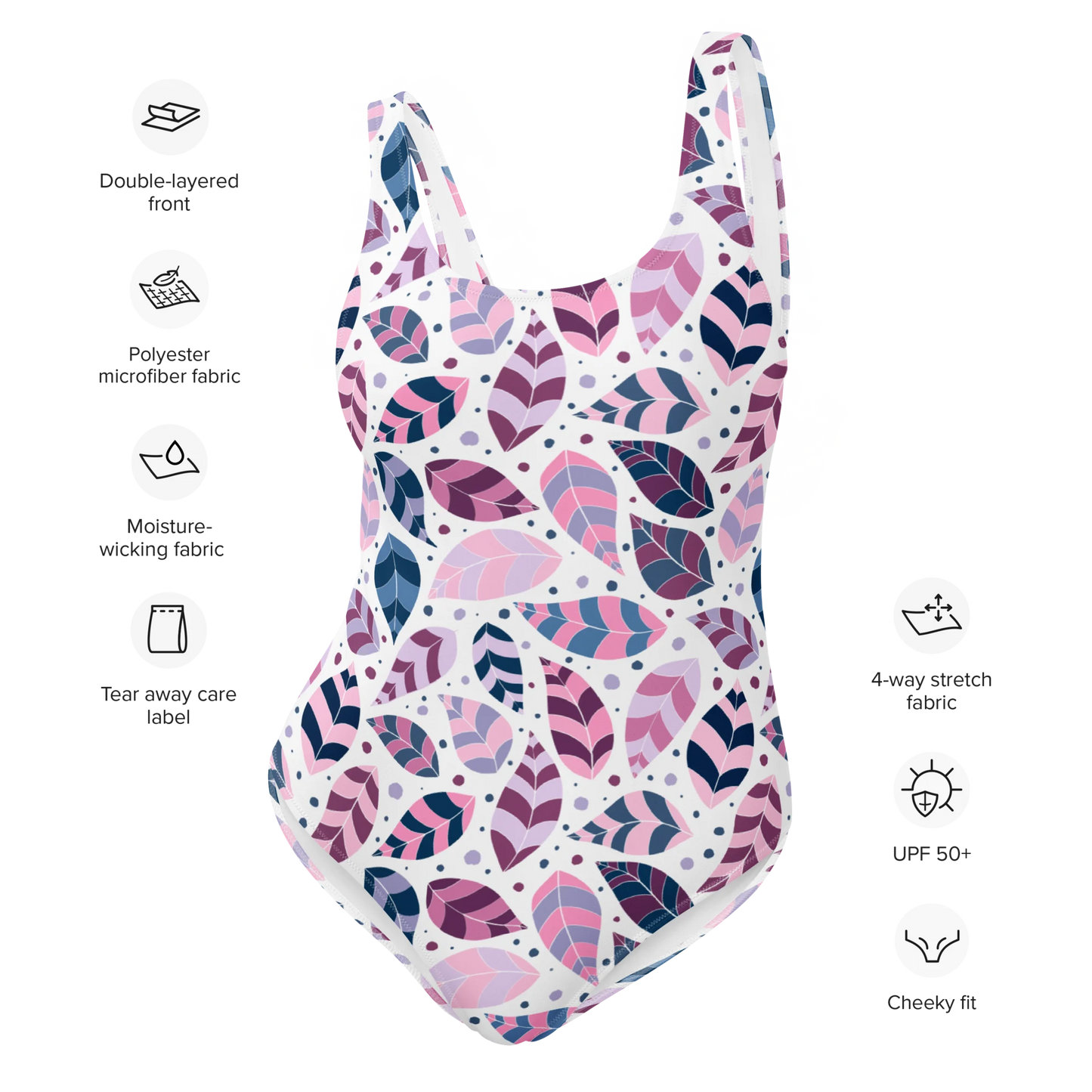 Pink Leafy Ornament One-Piece Swimsuit