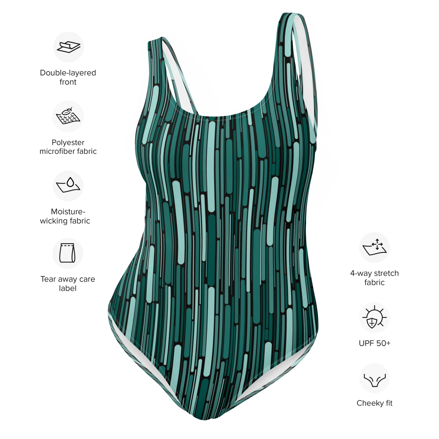Green Rain Ornament One-Piece Swimsuit