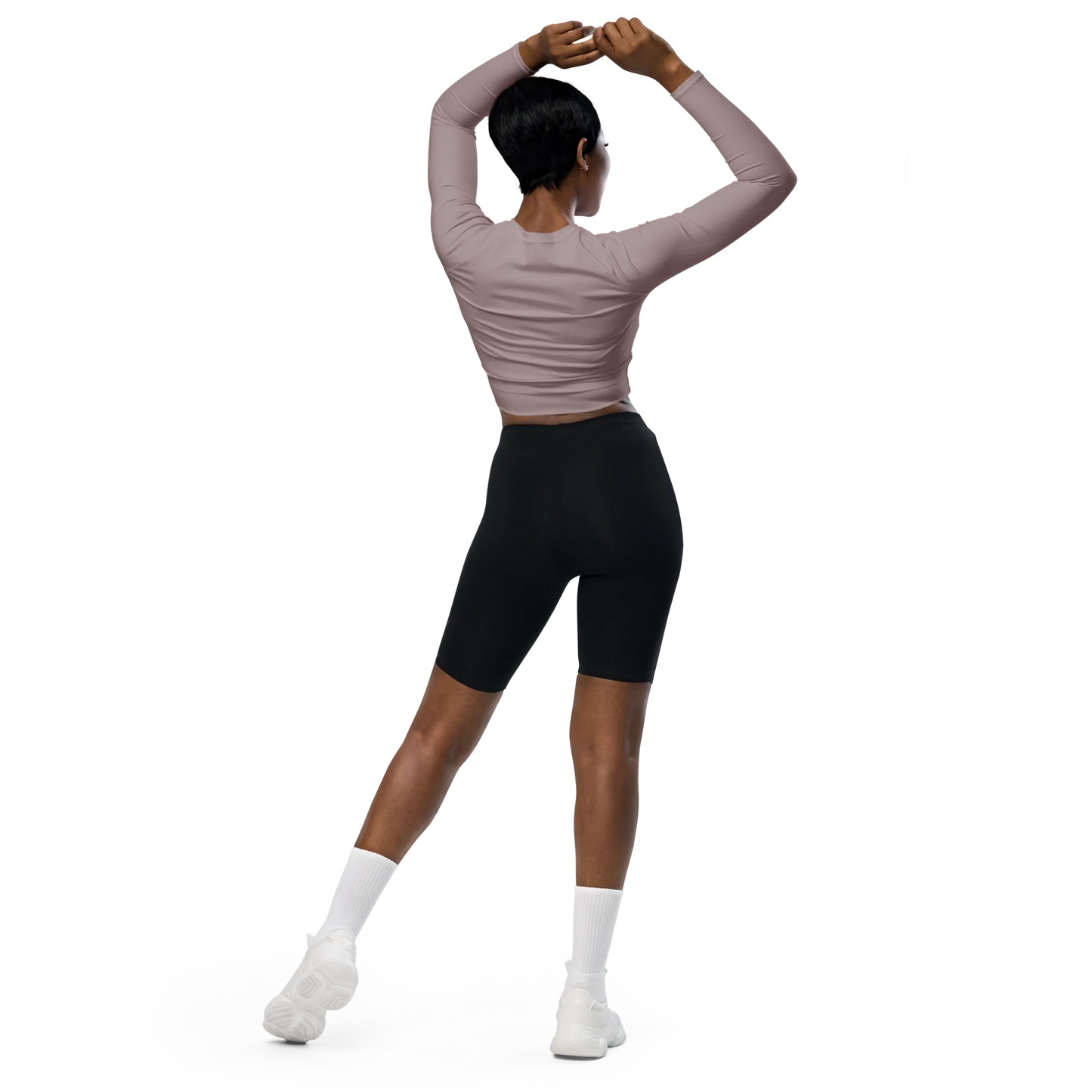 Pinkish Gray Basic Recycled Long-sleeve Crop Top