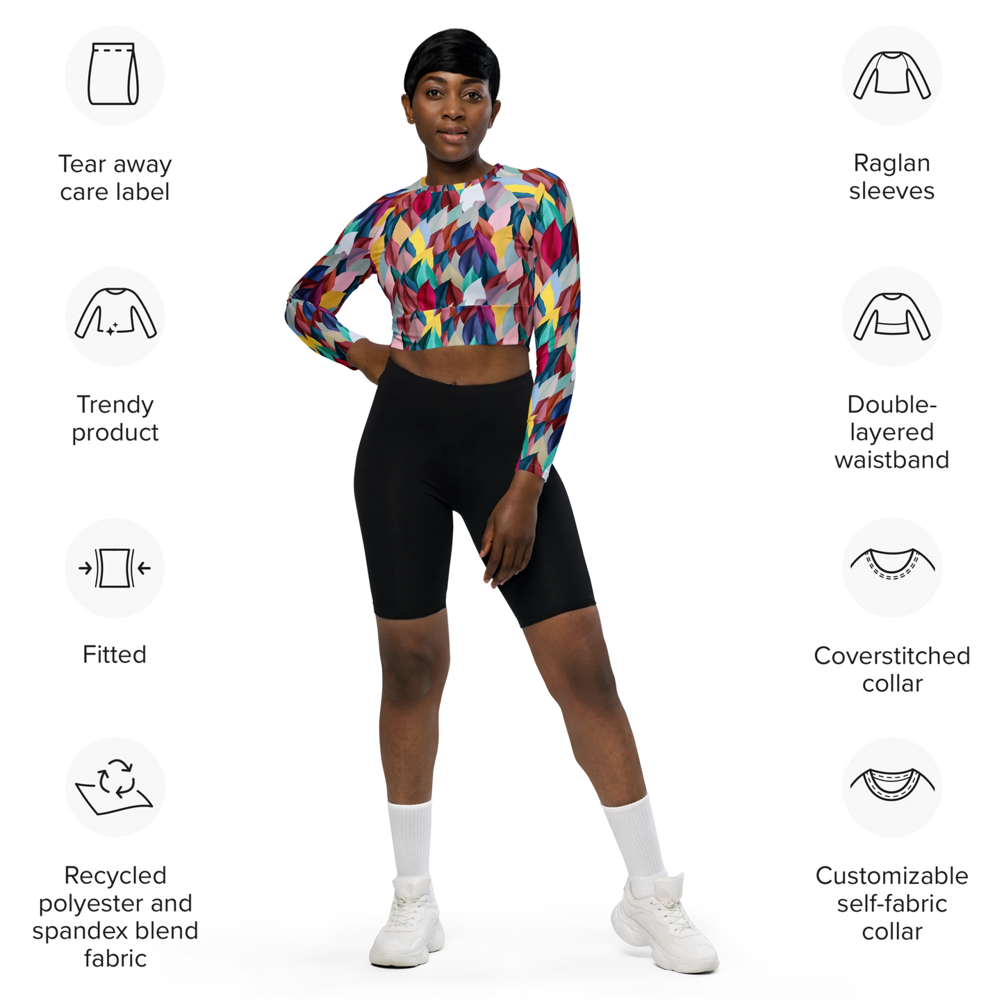Lush Foliage Recycled Long-sleeve Crop Top