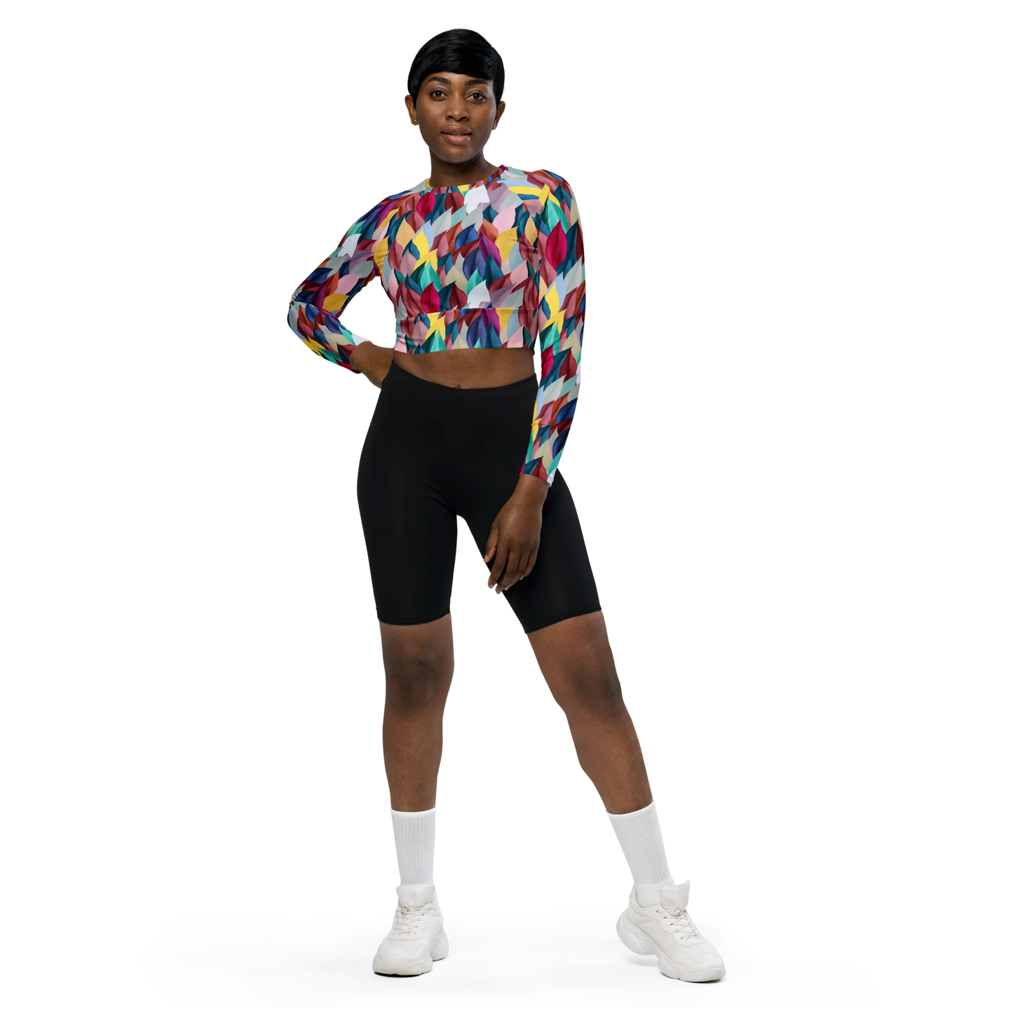 Lush Foliage Recycled Long-sleeve Crop Top