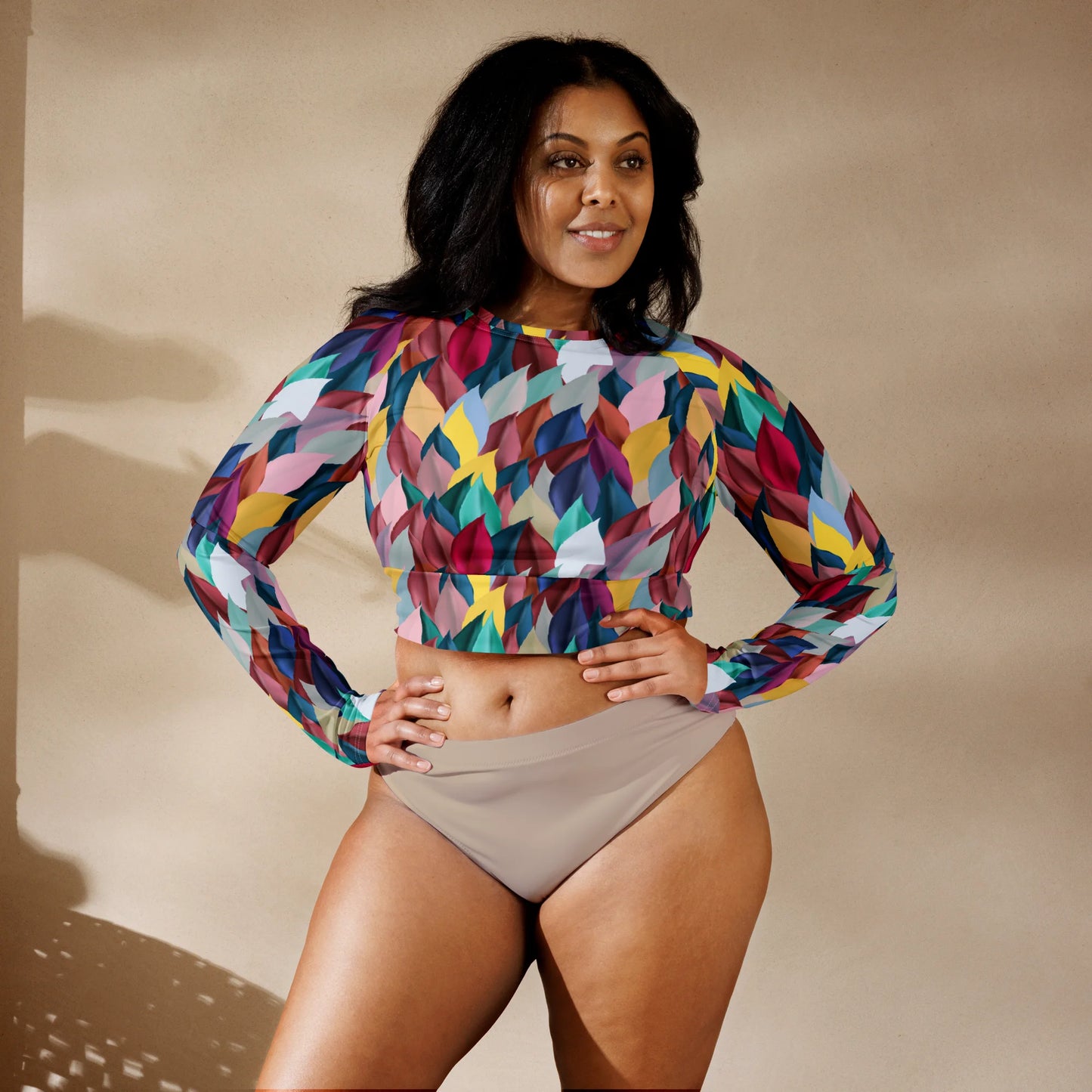 Lush Foliage Recycled Long-sleeve Crop Top