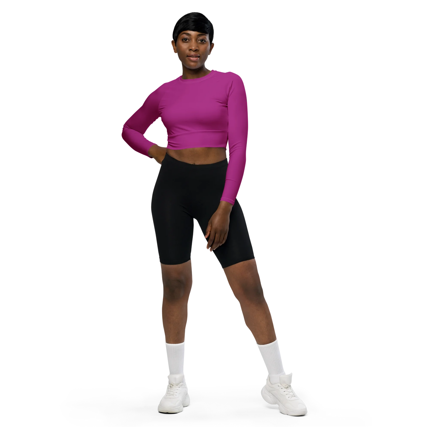 Blooming Violet Basic Recycled Long-sleeve Crop Top