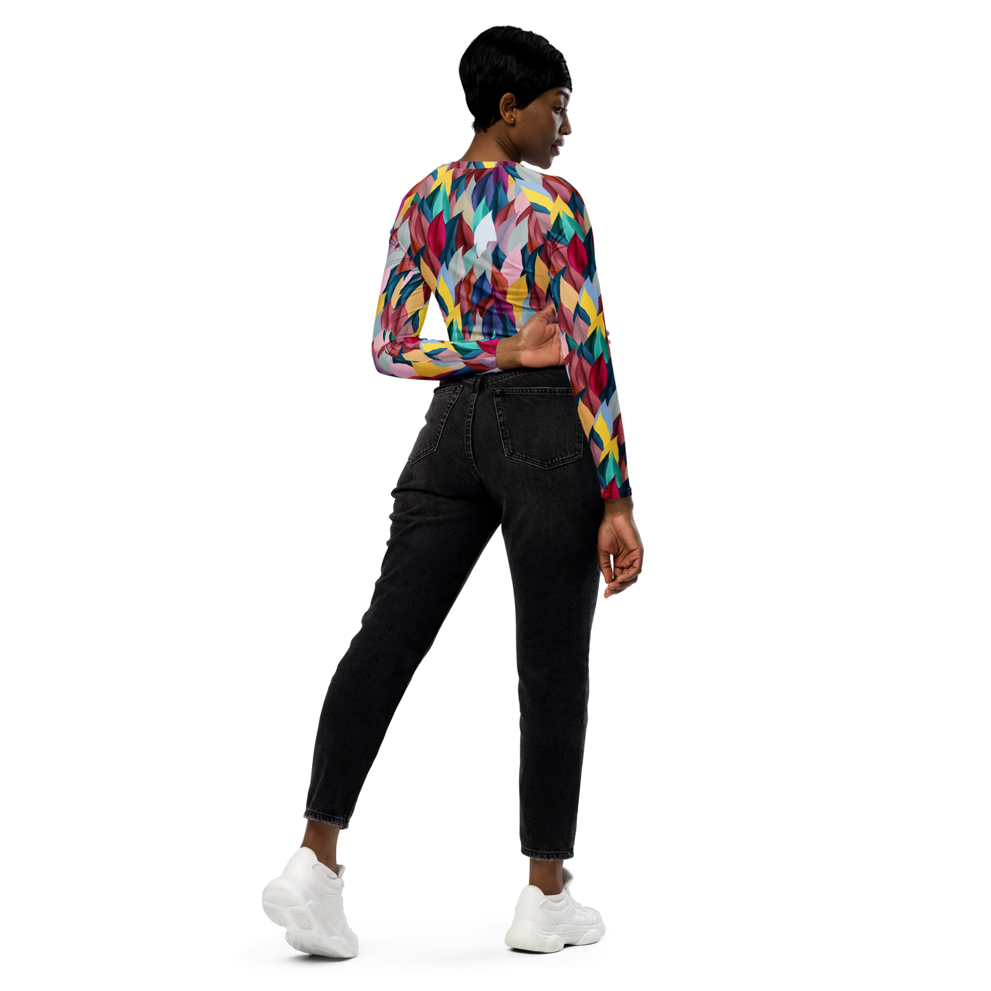 Lush Foliage Recycled Long-sleeve Crop Top