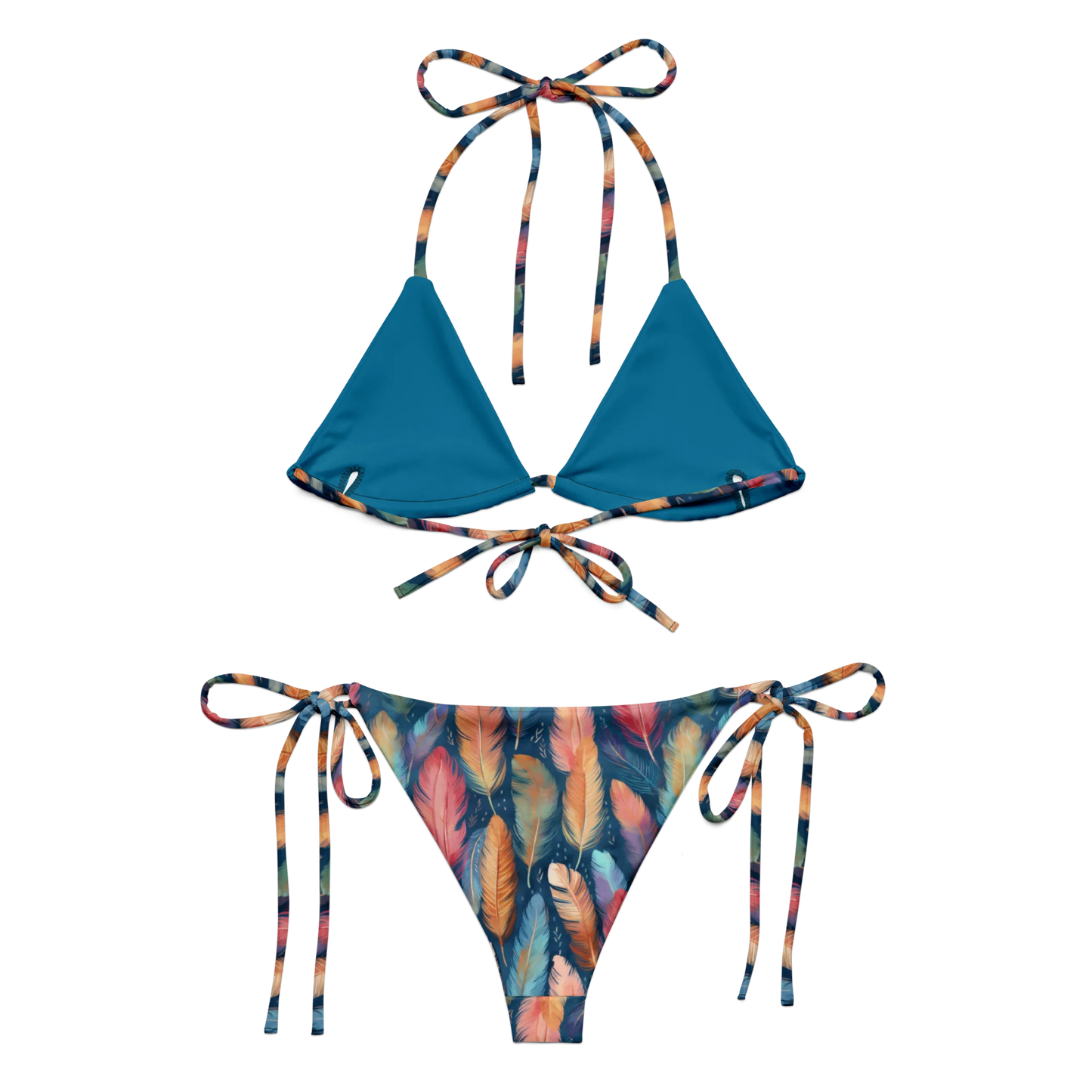 Dance of Wild Birds' Feathers Recycled String Bikini