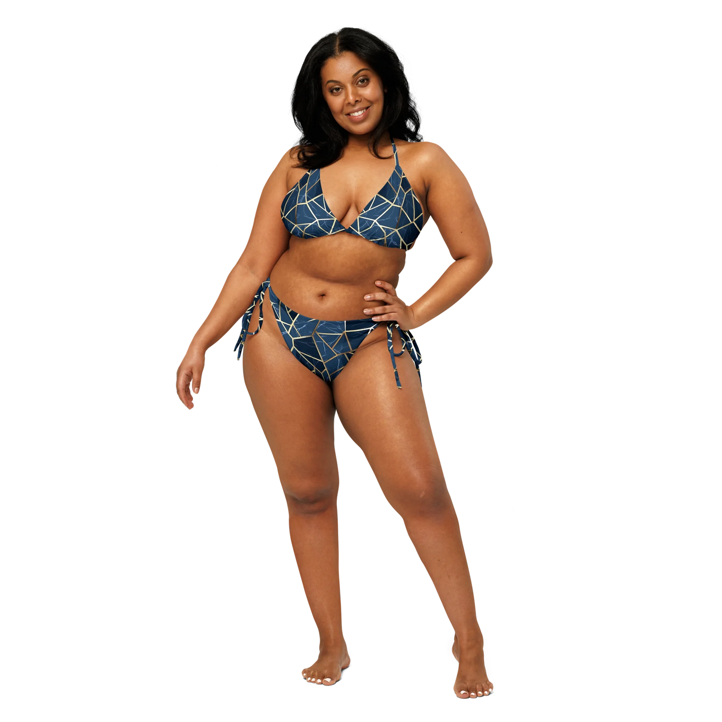 Blue Geometric Nordic Sky Recycled String Bikini