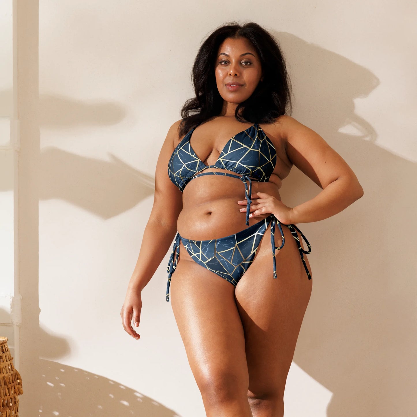 Blue Geometric Nordic Sky Recycled String Bikini