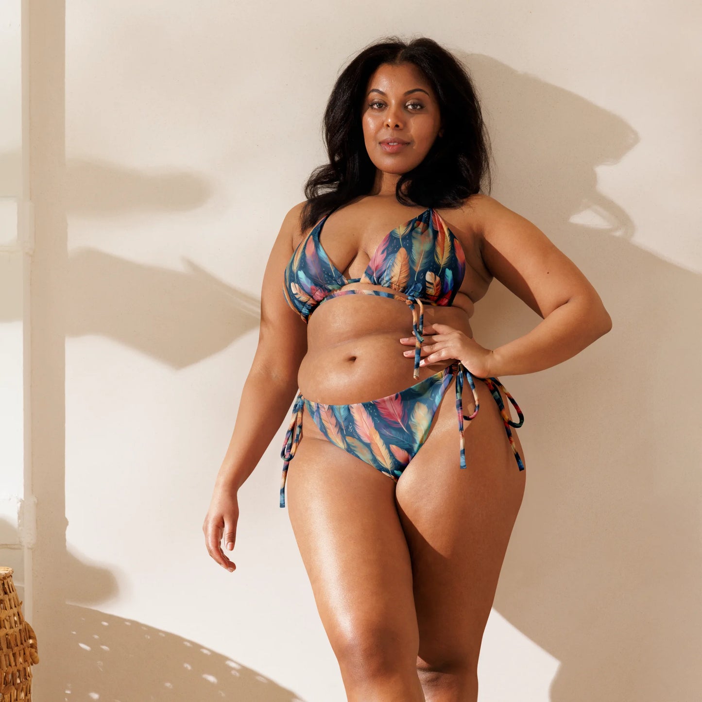 Dance of Wild Birds' Feathers Recycled String Bikini
