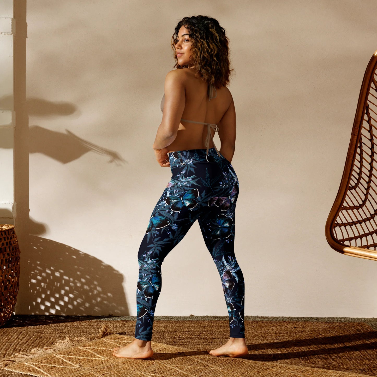 Night Flight of Blue Butterflies Yoga Leggings
