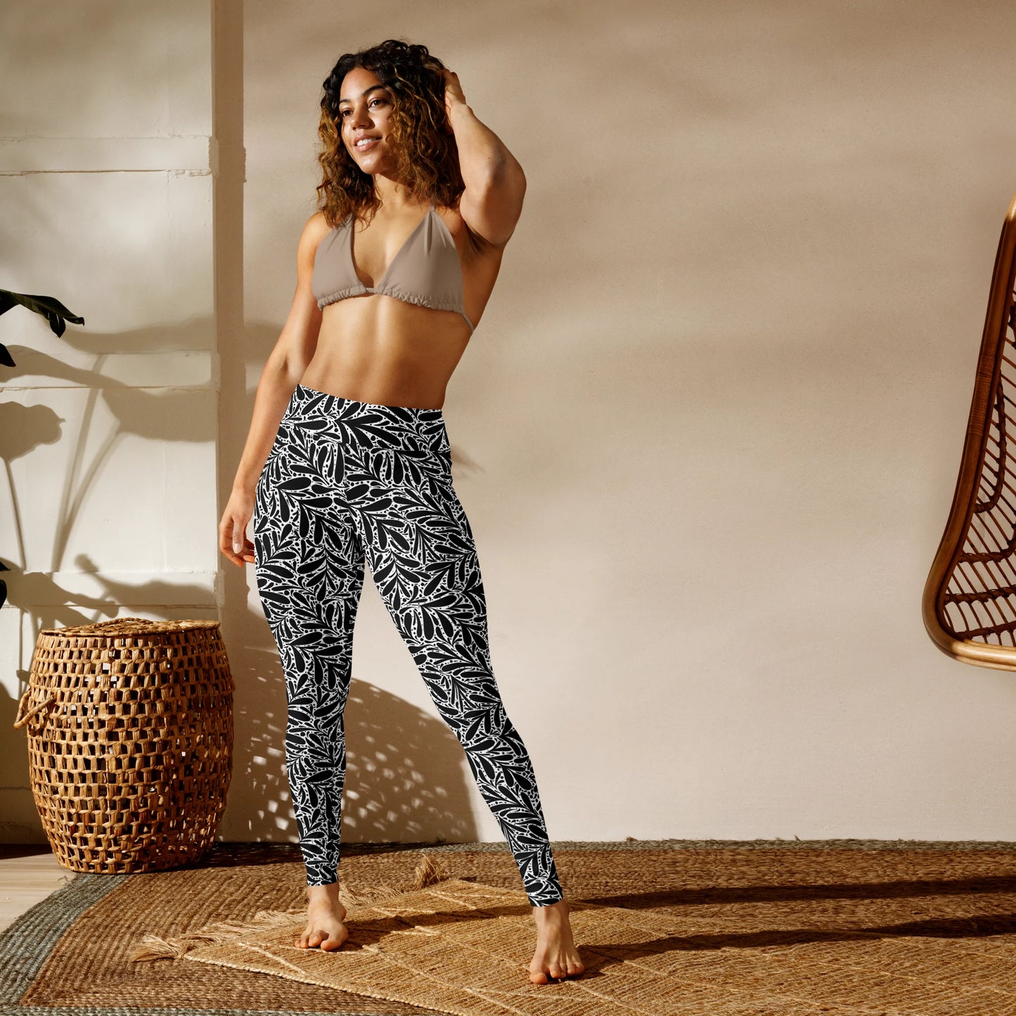 Black Leafy Luxury Yoga Leggings