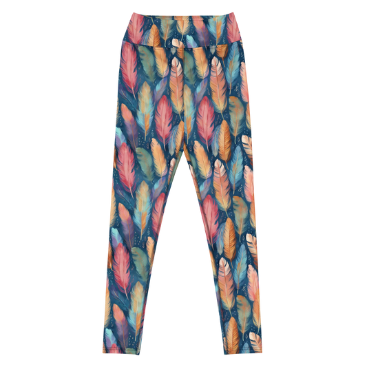 Dance of Wild Birds` Feathers Yoga Leggings