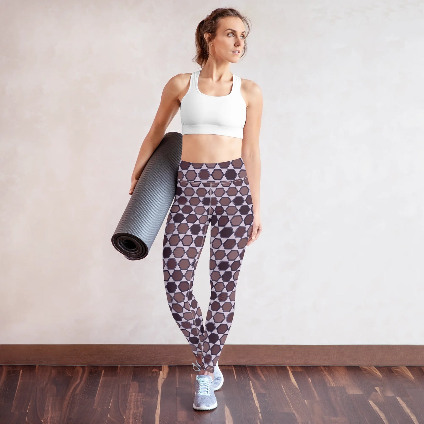 Wine Honeycombs Abstraction Yoga Leggings