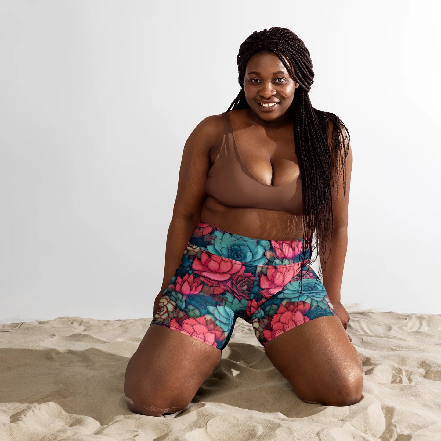 Bright Eternal Flowers Fantasy Yoga Shorts