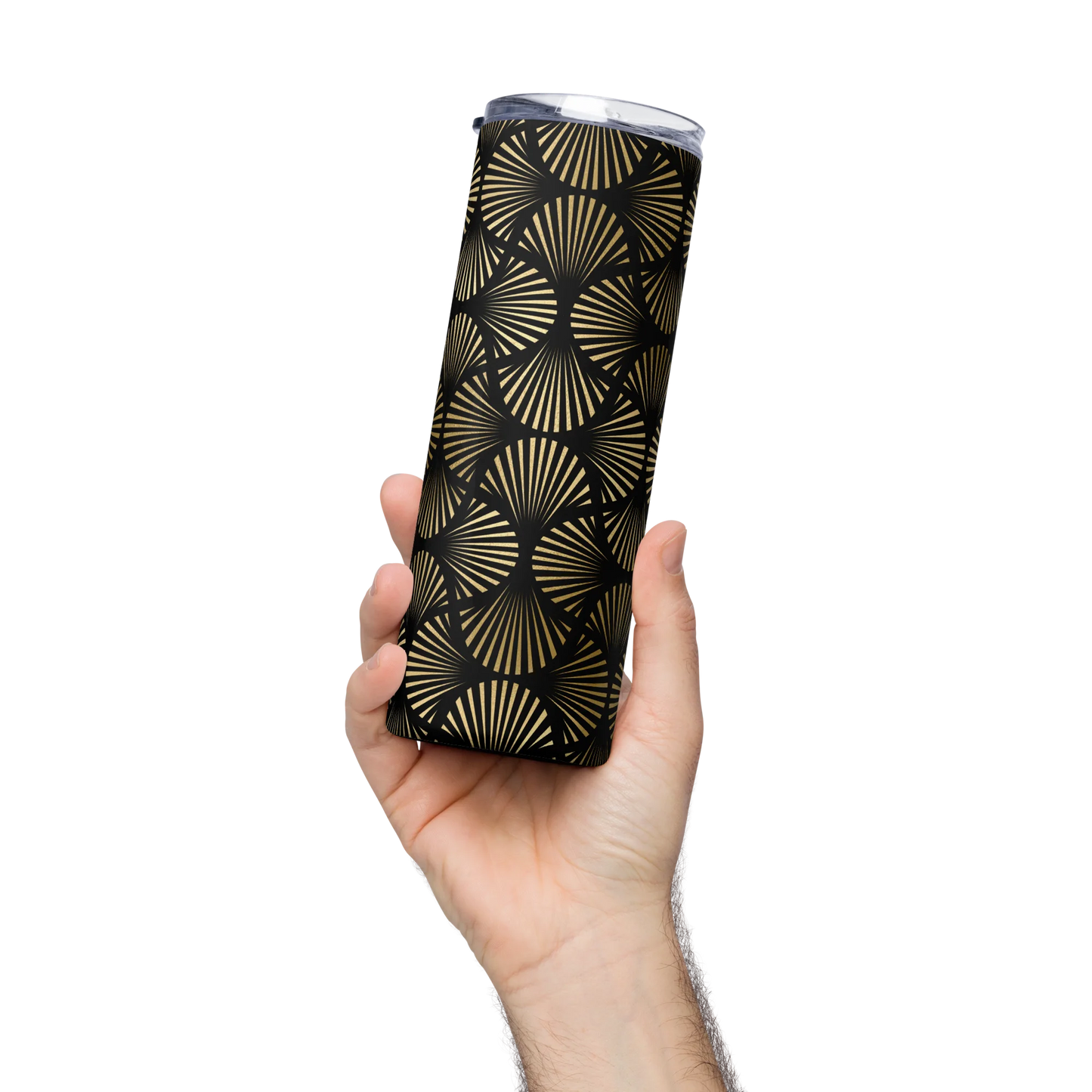 Black And Gold Art Deco Flower Reflections Tumbler