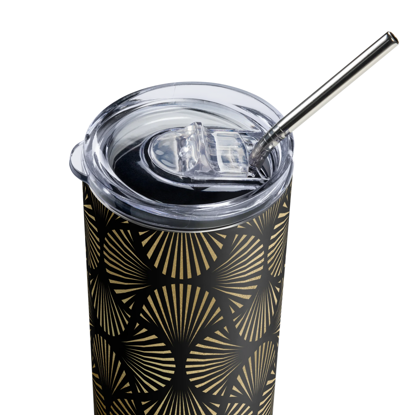 Black And Gold Art Deco Flower Reflections Tumbler