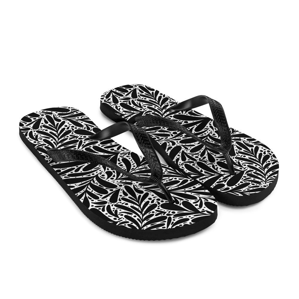 Black Leafy Luxury Flip-flops