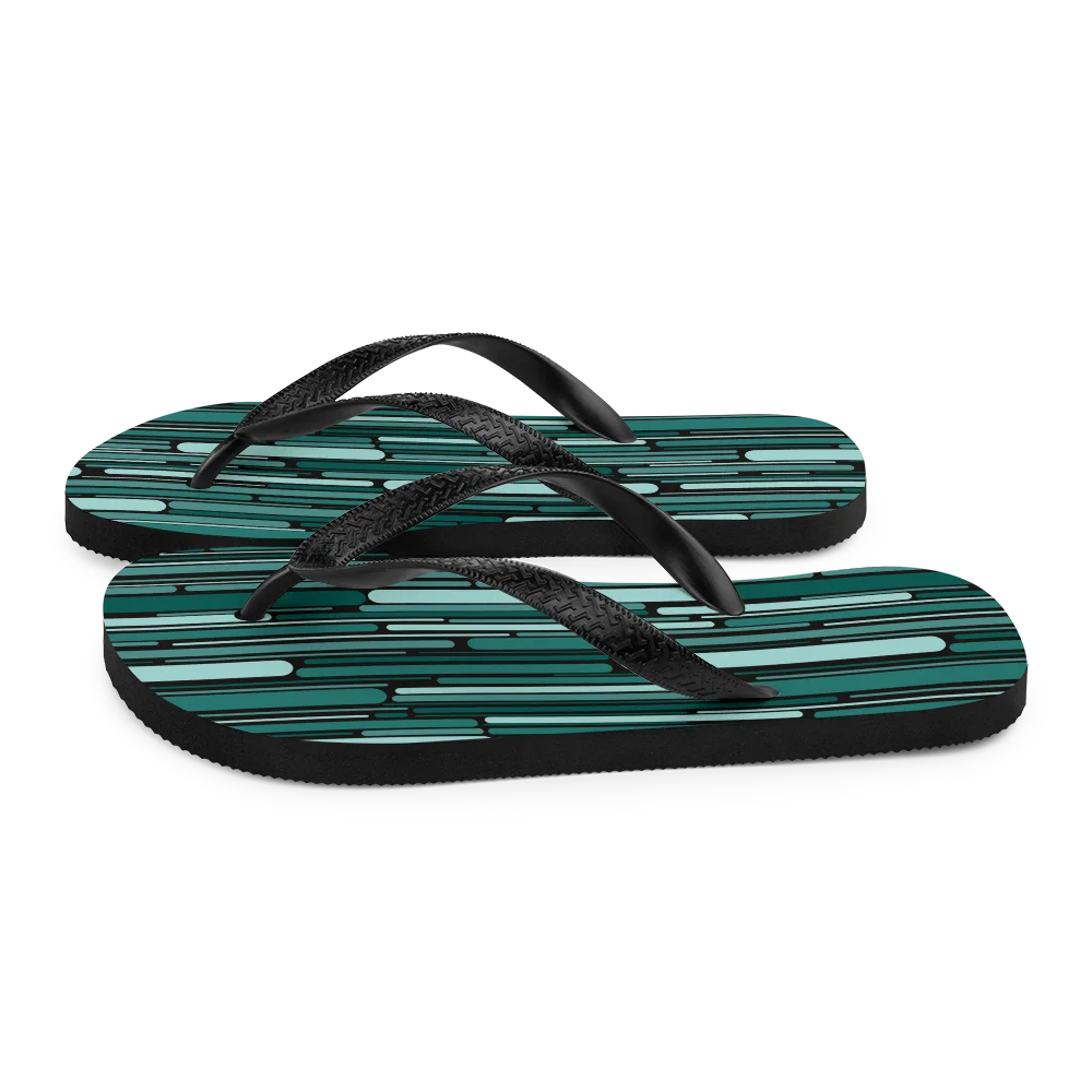 Green Rain Ornament Flip-flops