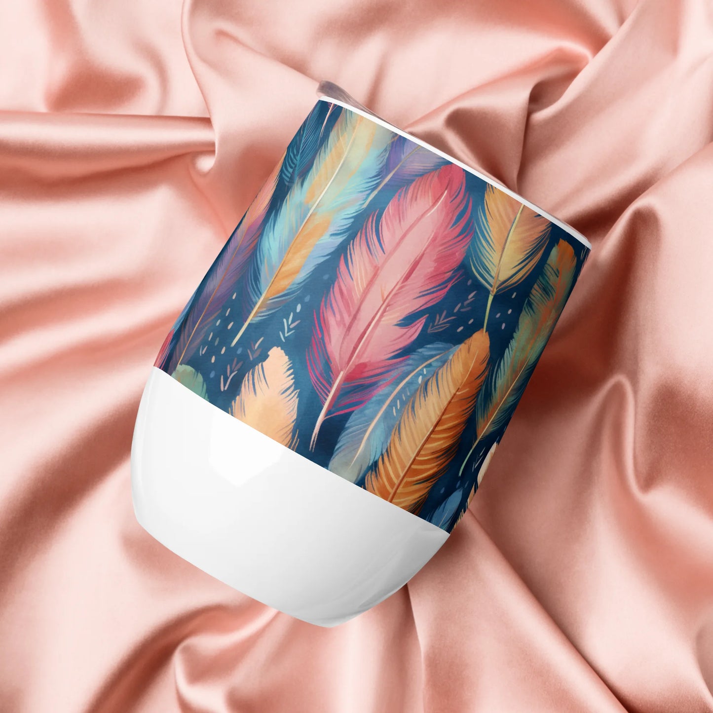 Dance of Wild Birds' Feathers Wine Tumbler