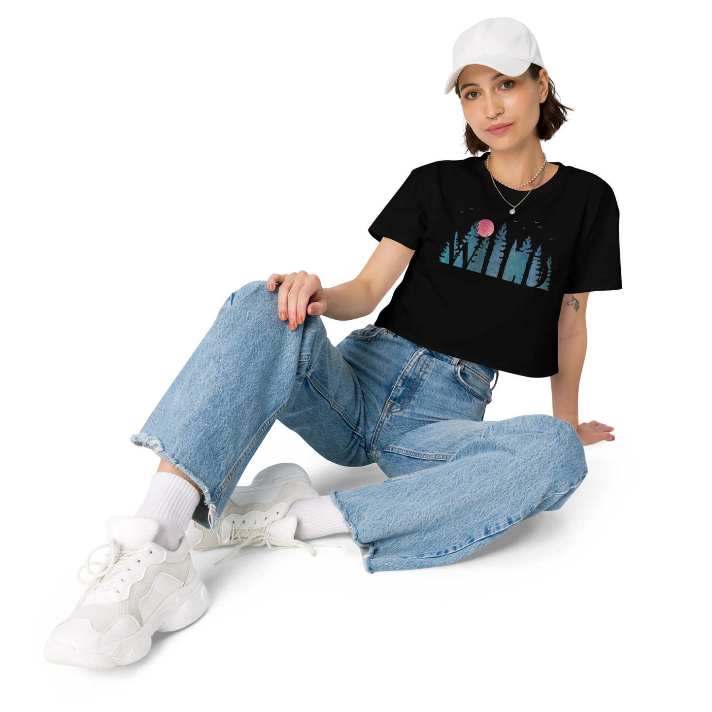 "Wild Soul in Blue Shades" Crop Top T-shirt