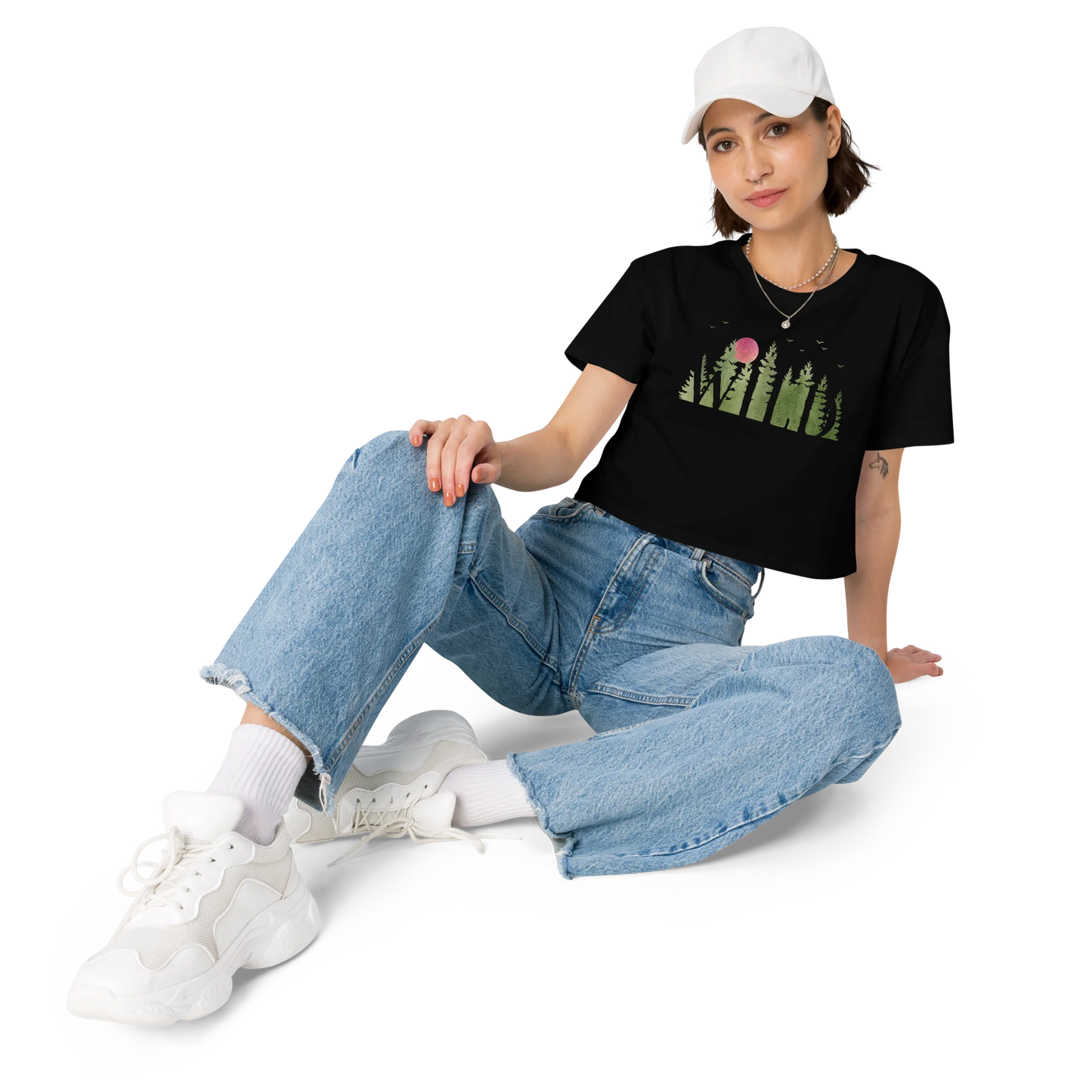 "Wild Soul in Green Shades" Crop Top T-shirt