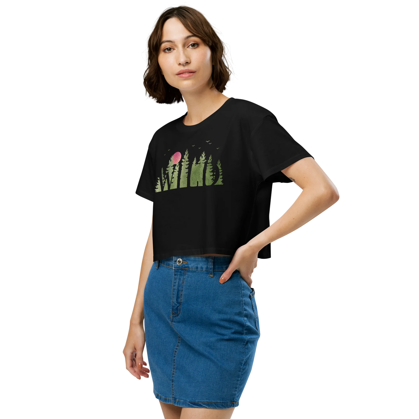 "Wild Soul in Green Shades" Crop Top T-shirt