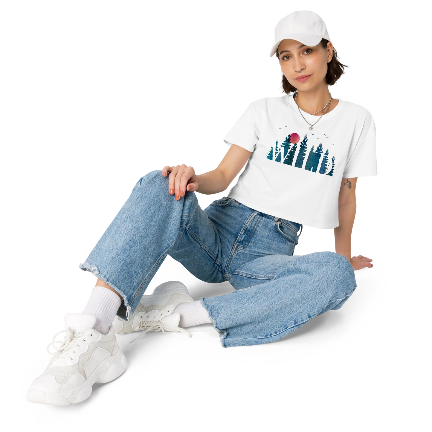 "Wild Soul in Blue Shades" Crop Top T-shirt