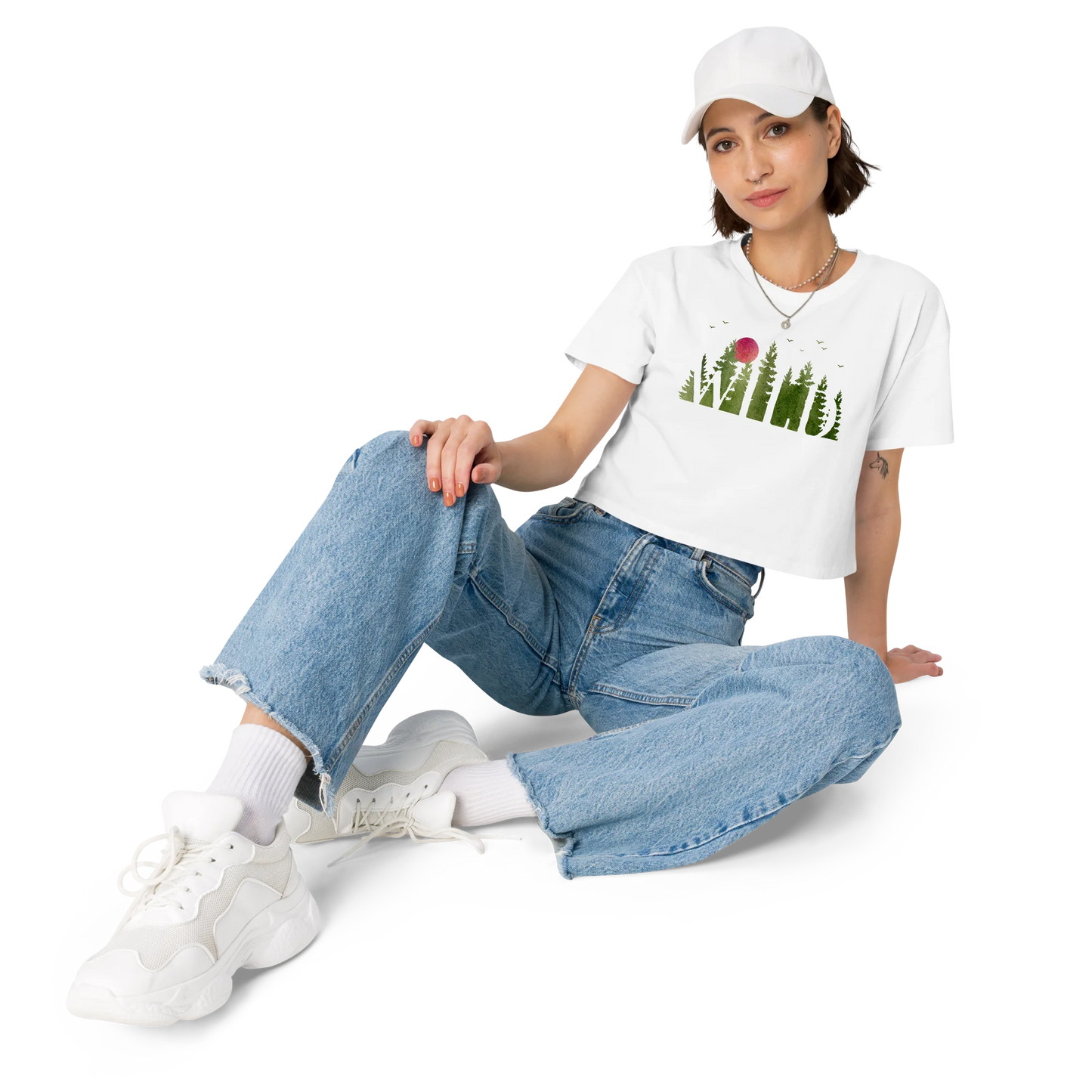 "Wild Soul in Green Shades" Crop Top T-shirt