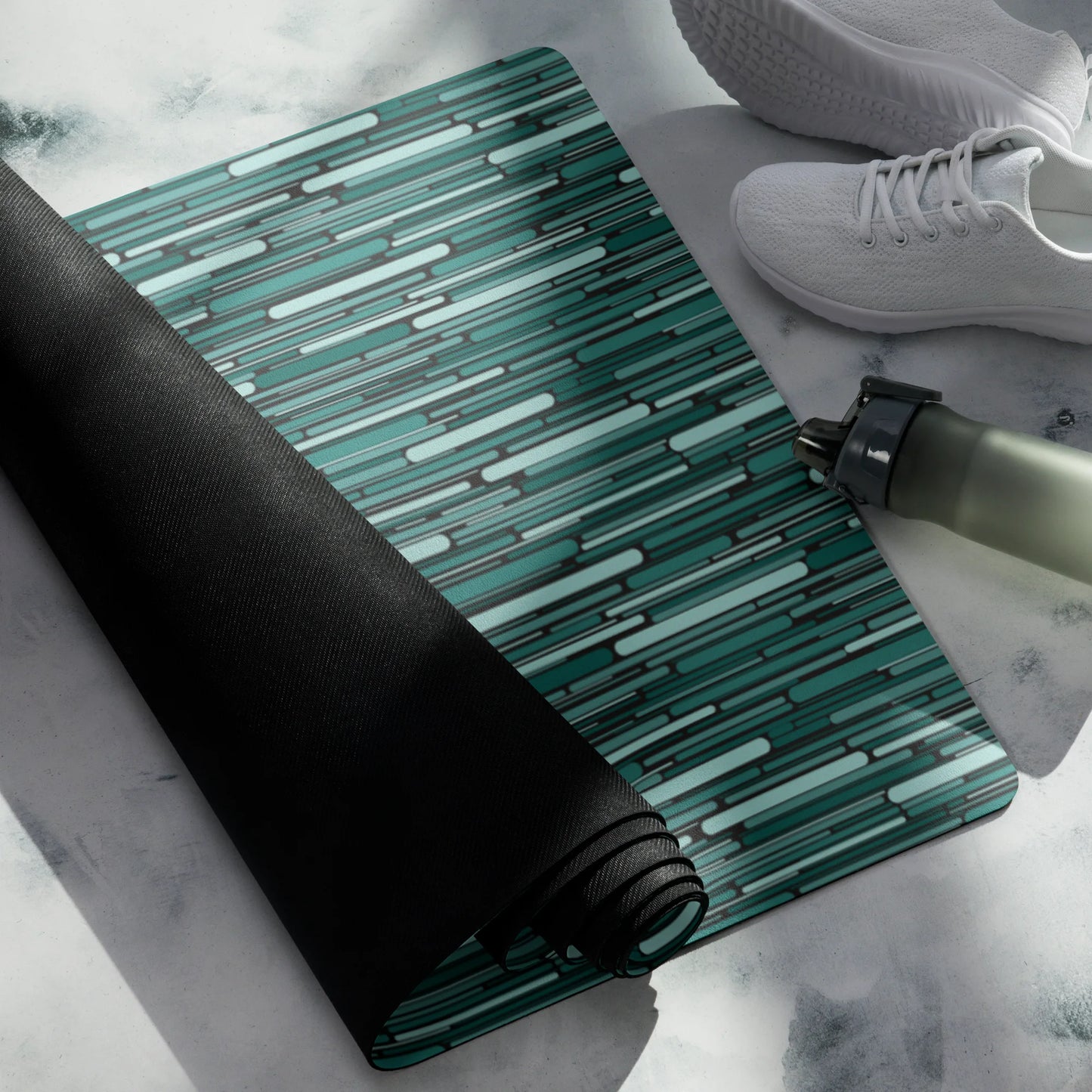 Green Rain Ornament Yoga Mat