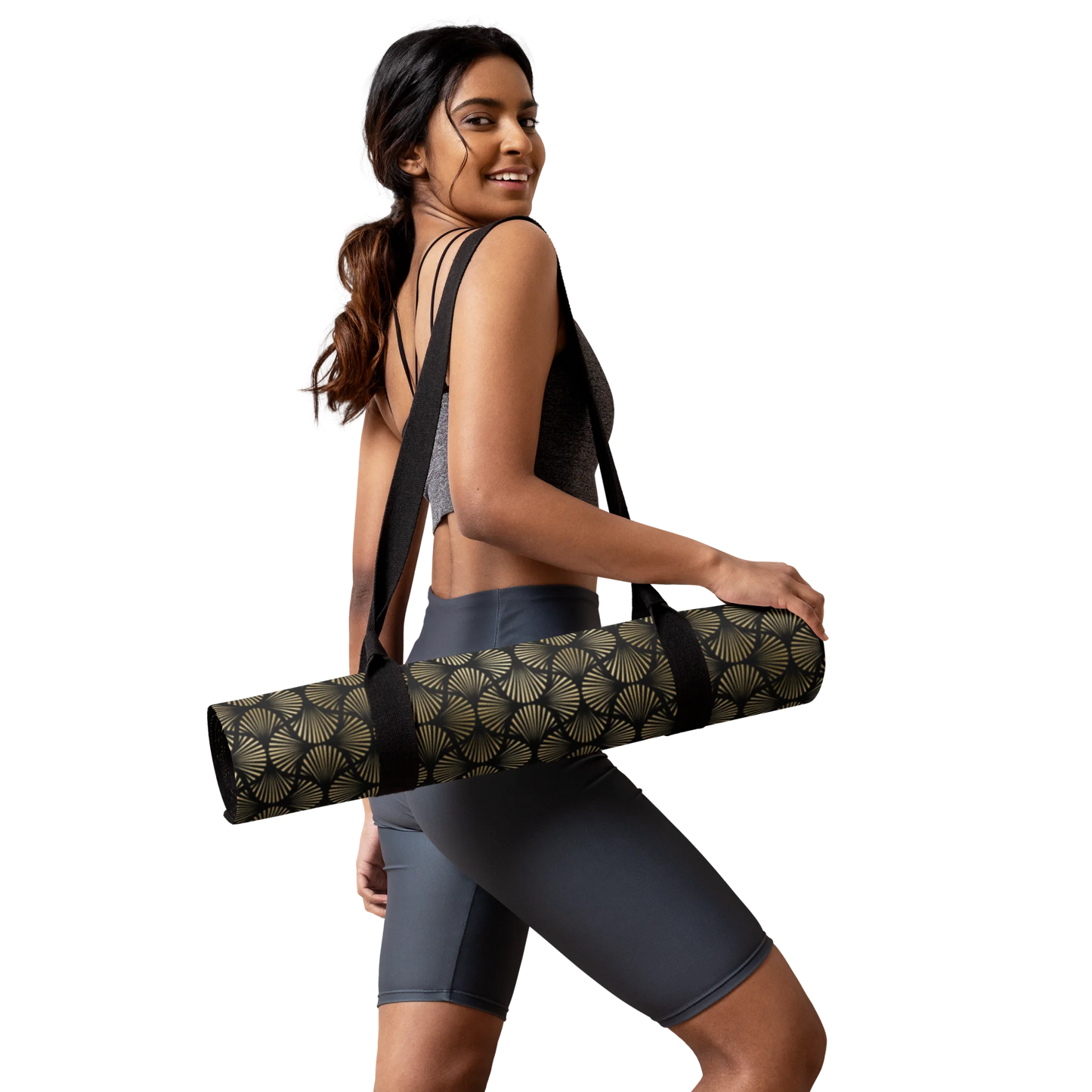 Black And Gold Art Deco Flower Reflections Yoga Mat