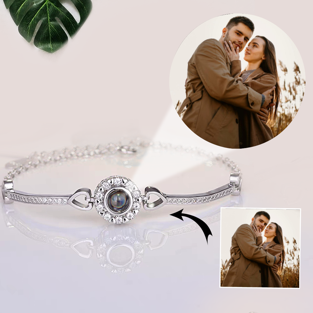 Custom Jewelry Flower Photo Projection Bracelet Nano Engraving