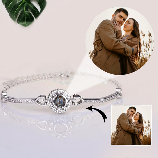 Custom Jewelry Flower Photo Projection Bracelet Nano Engraving