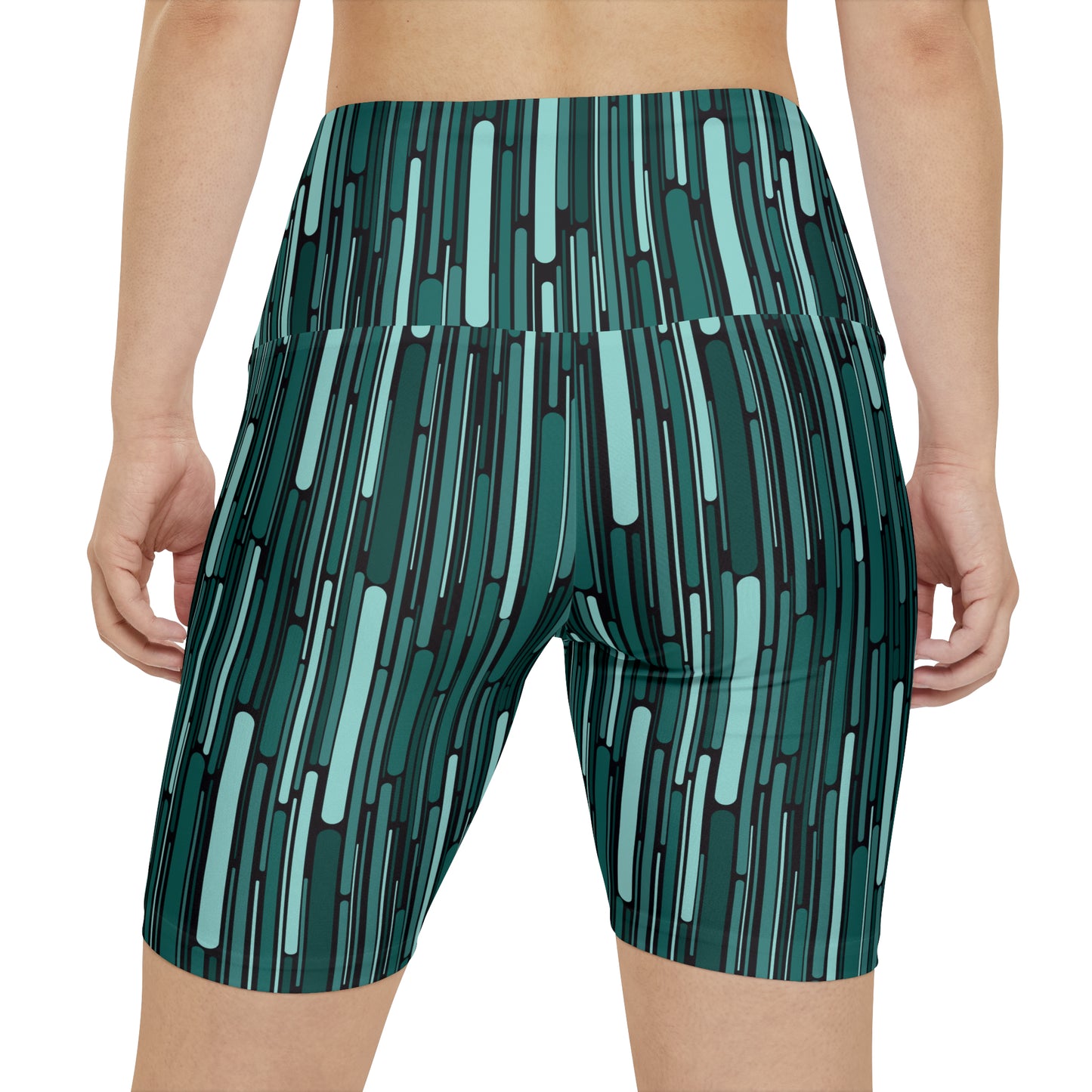 Green Rain Ornament Biker Shorts