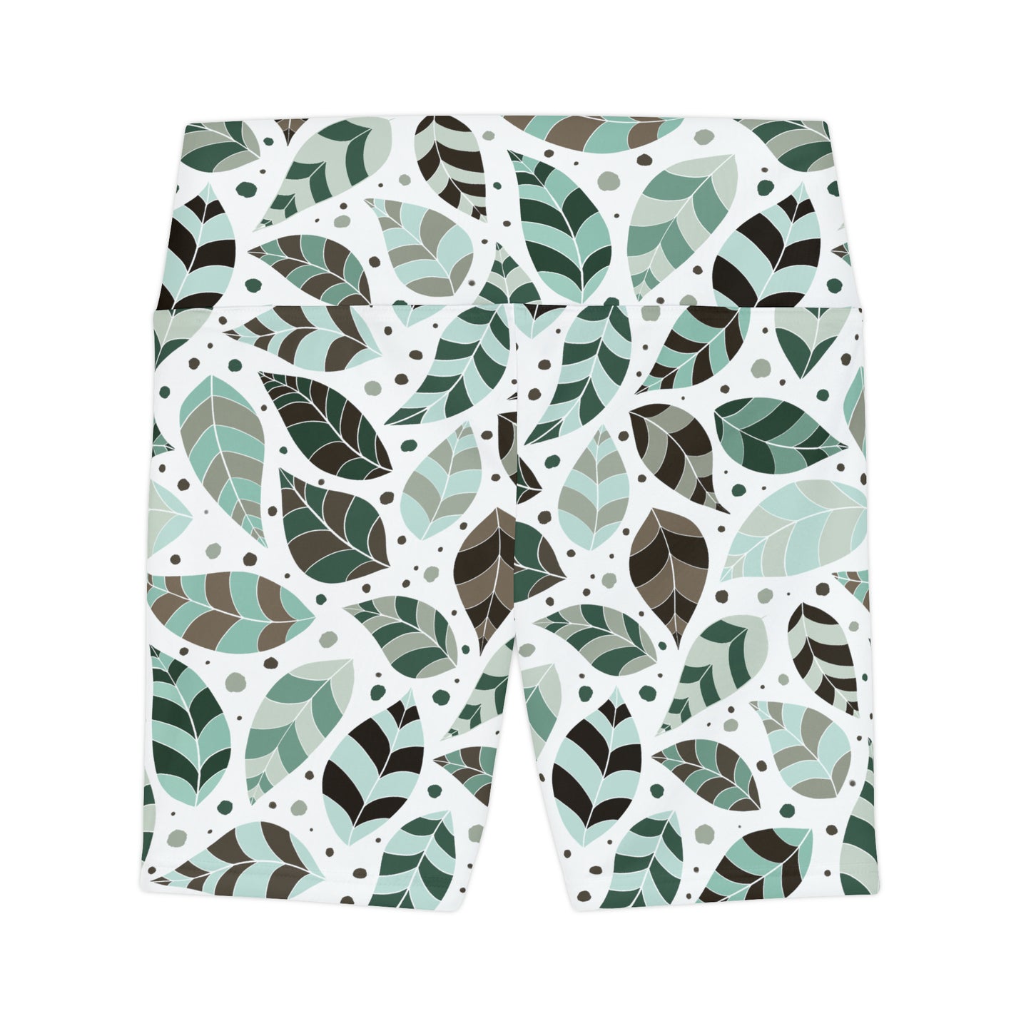 Green Leafy Ornament Biker Shorts