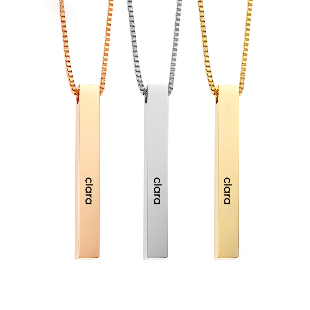 Custom Jewelry Bar Necklace Personalized Pendant Stainless Steel Name Necklace Birthday Necklace