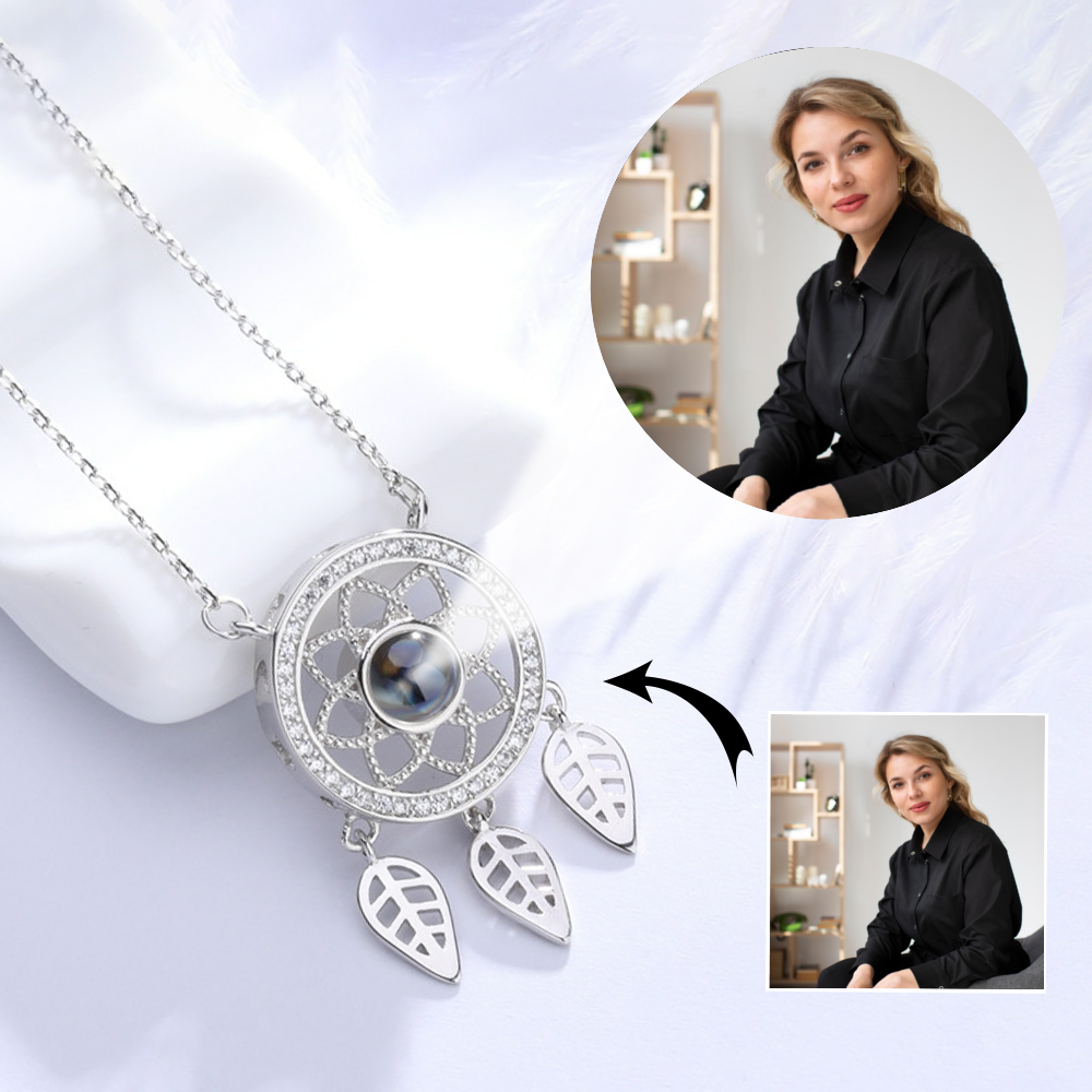 Custom Jewelry Dreamcatcher Pendant Photo Projection Necklace Nano Engraving