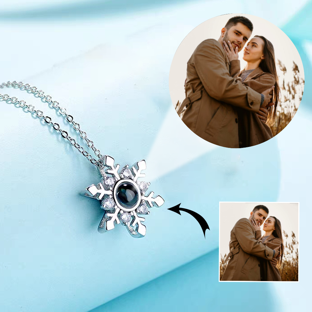 Custom Jewelry Snowflake Pendant Photo Projection 925 Silver Necklace
