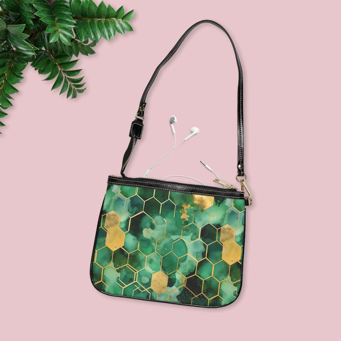 Abstract Verdant Elegance Small Shoulder Bag