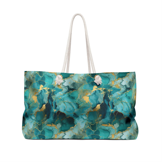 Mystic Turquoise Marble Weekender Bag