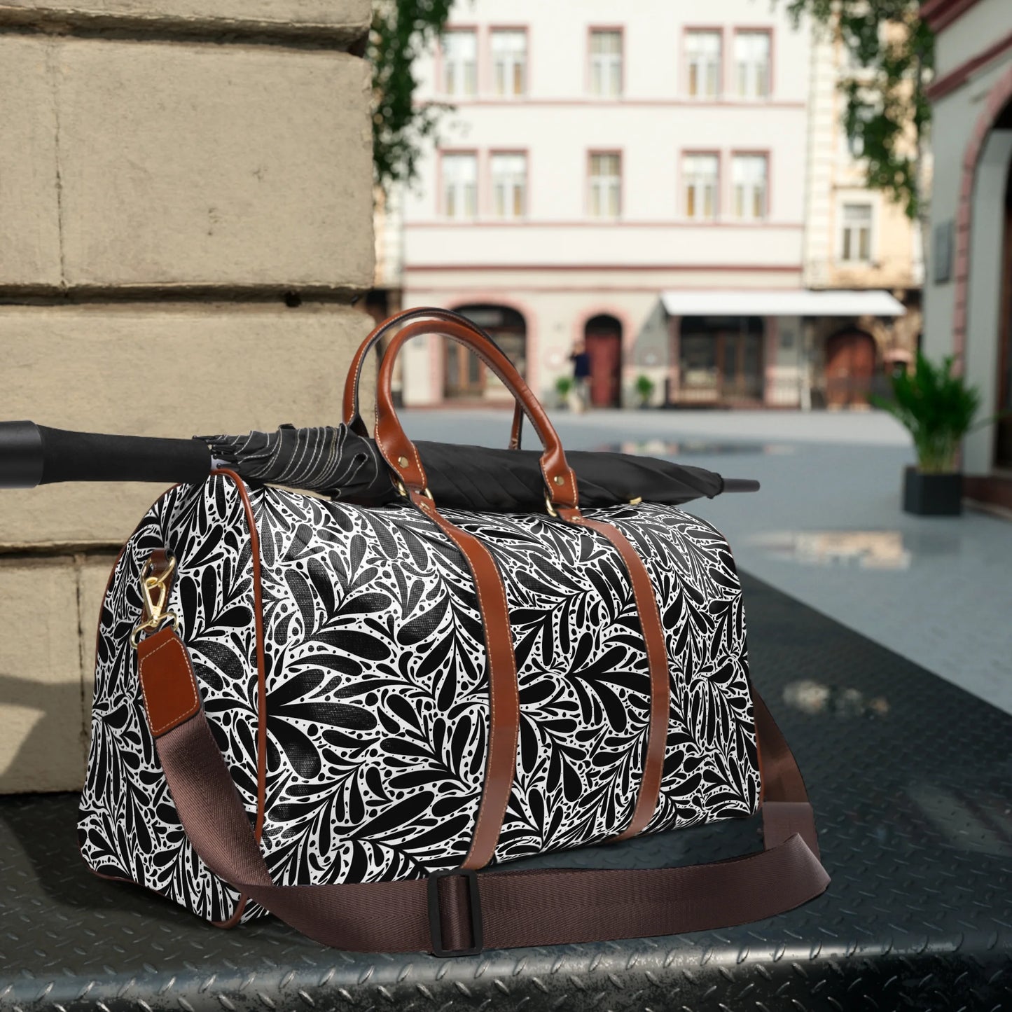 Black Leafy Luxury Travel Bag