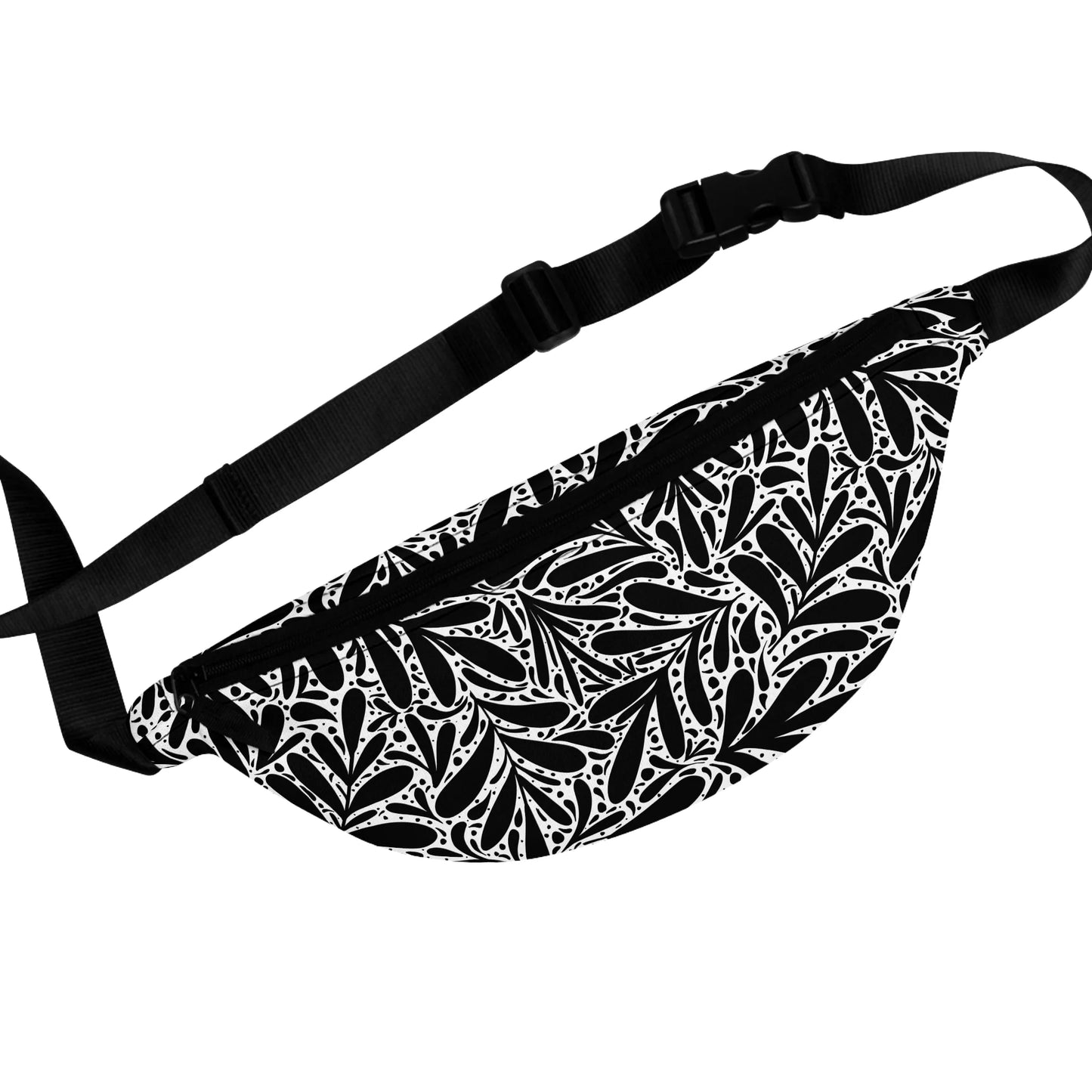 Black Leafy Luxury Fanny Pack