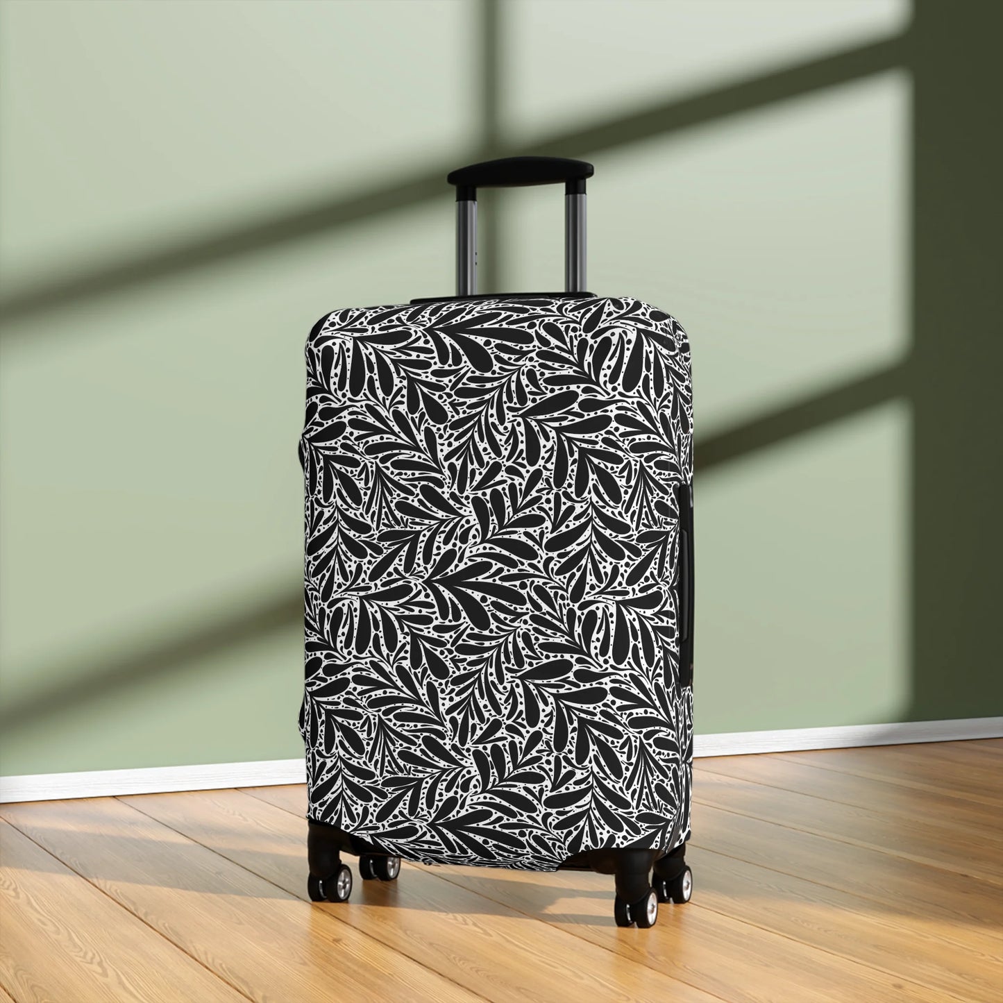 Black Leafy luxury Luggage Cover