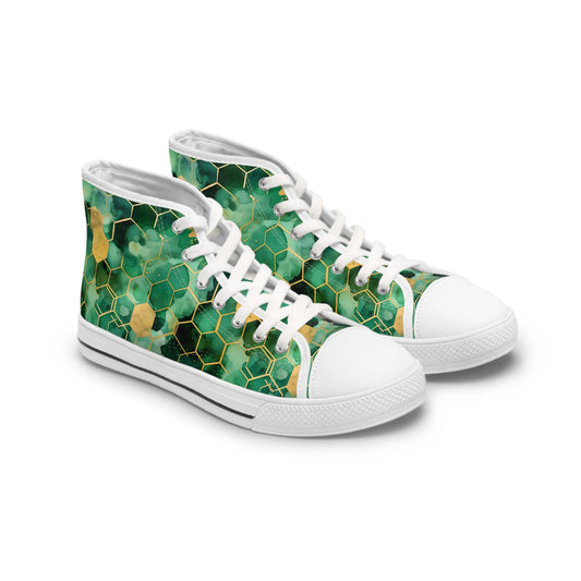 Abstract Verdant Elegance High Top Sneakers