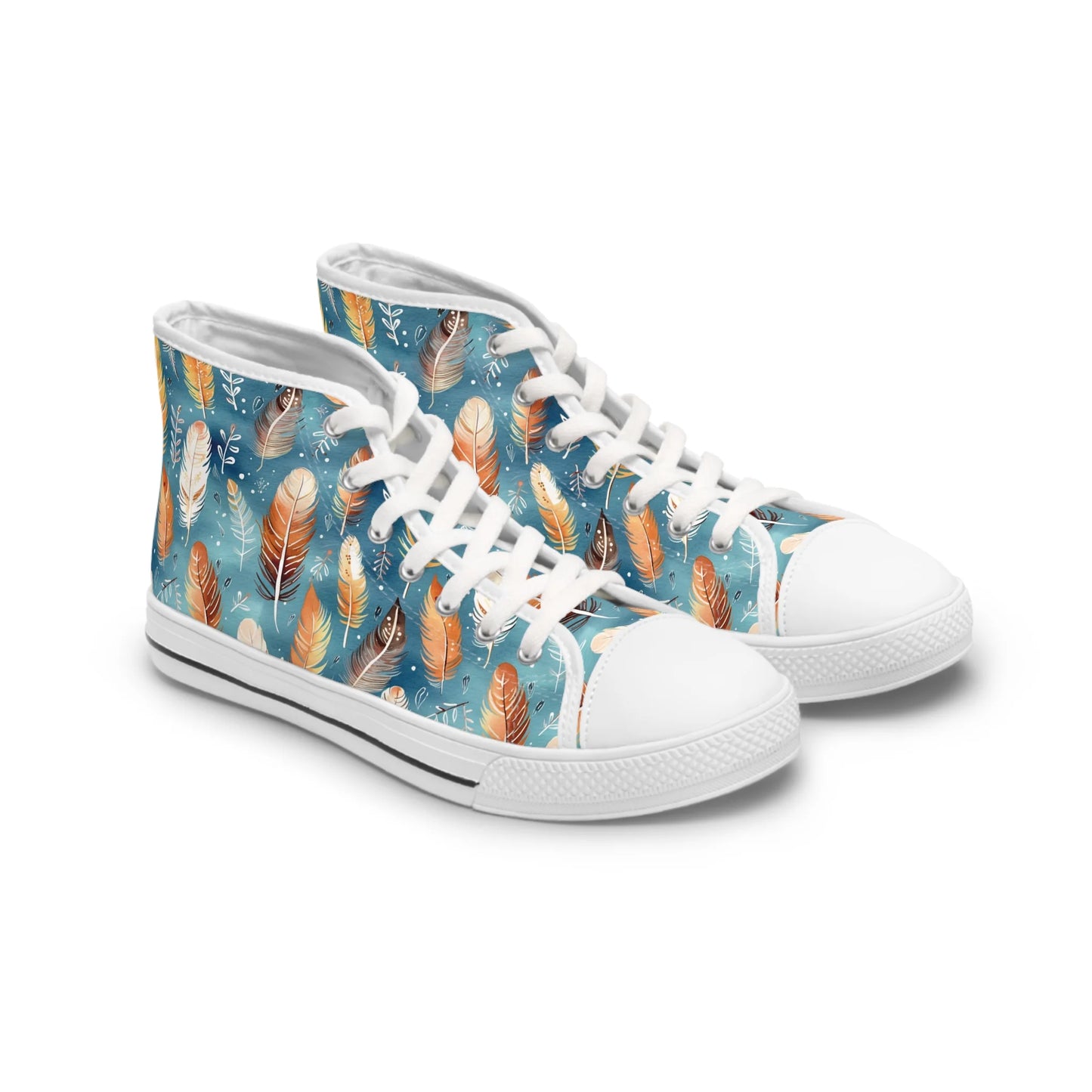 Blue & Orange Feather's Tale High Top Sneakers