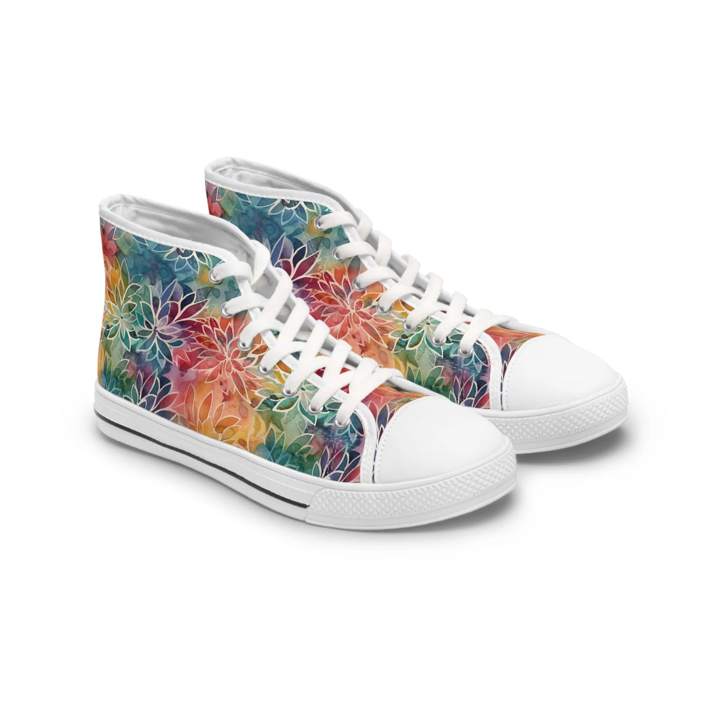 Colorful Summer Floral Abstraction High Top Sneakers