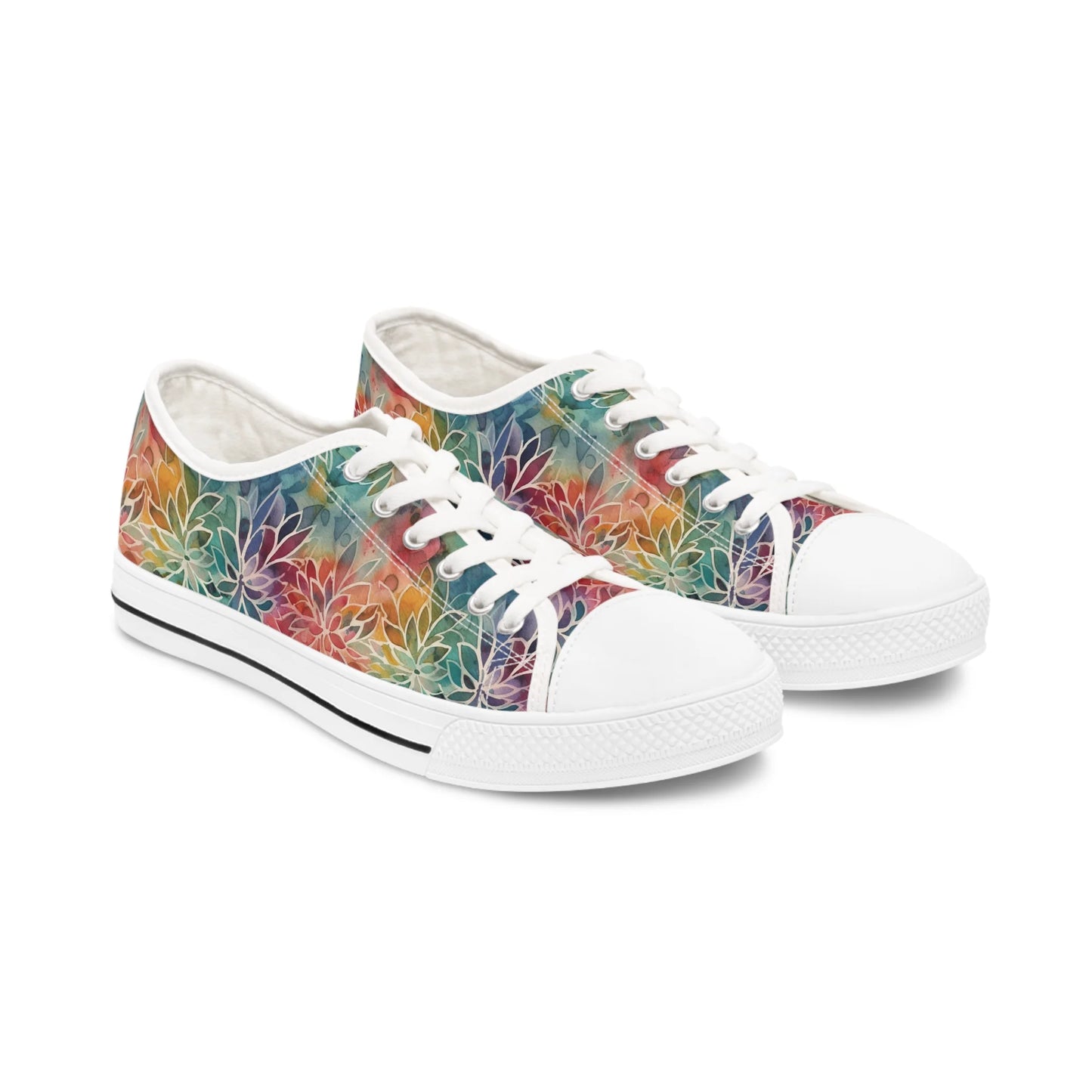 Colorful Summer Floral Abstraction Low Top Sneakers