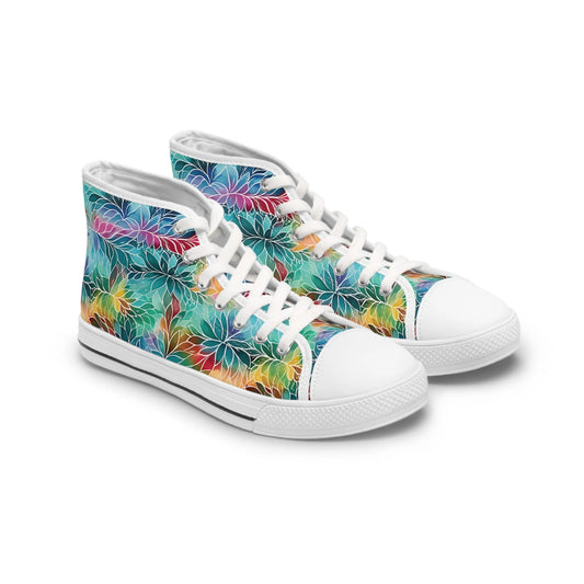 Rainbow Boho Flowers High Top Sneakers