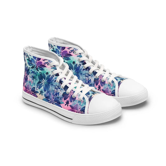 Blue Floral Boho Dream High Top Sneakers